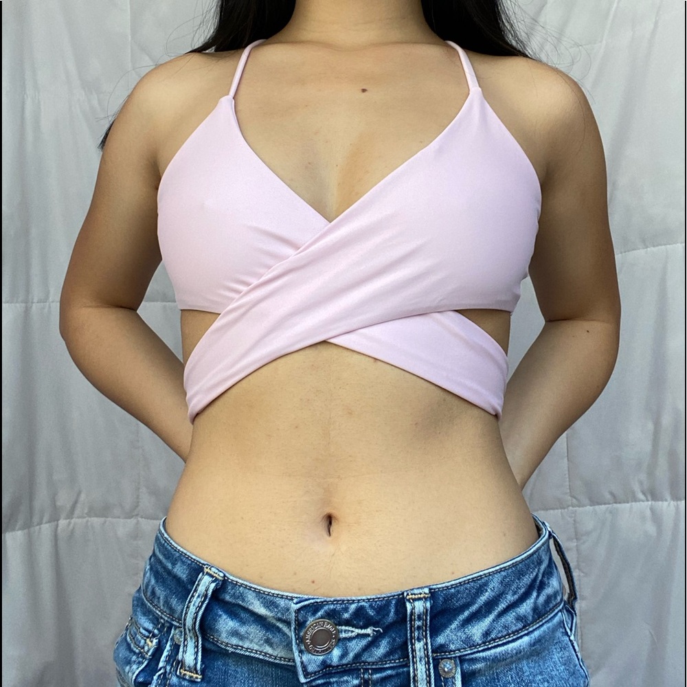 Pink Cross Body Bikini Top